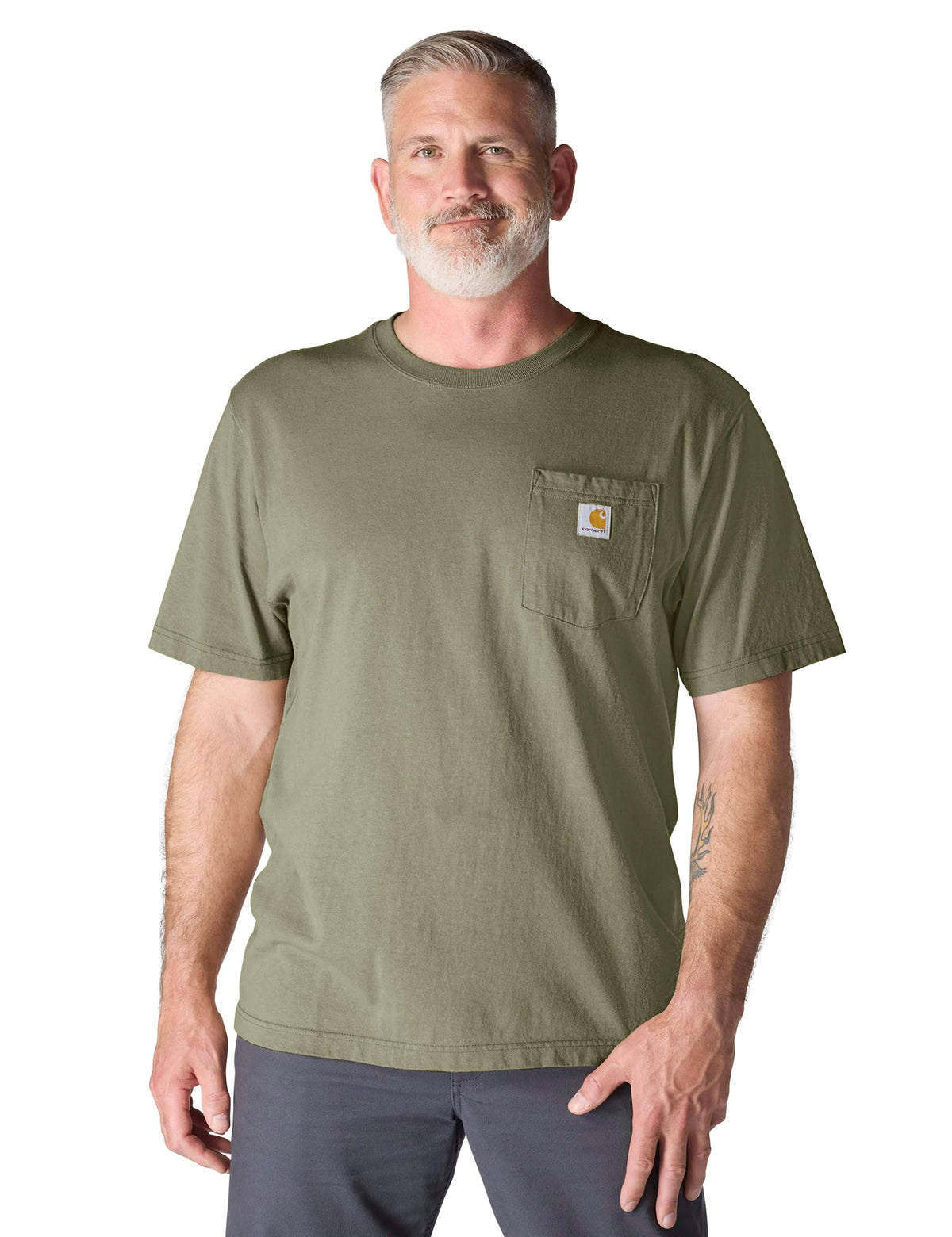 Carhartt Men's Iconic K87 Pocket T-Shirt, Dusty Olive, X-Large Tall