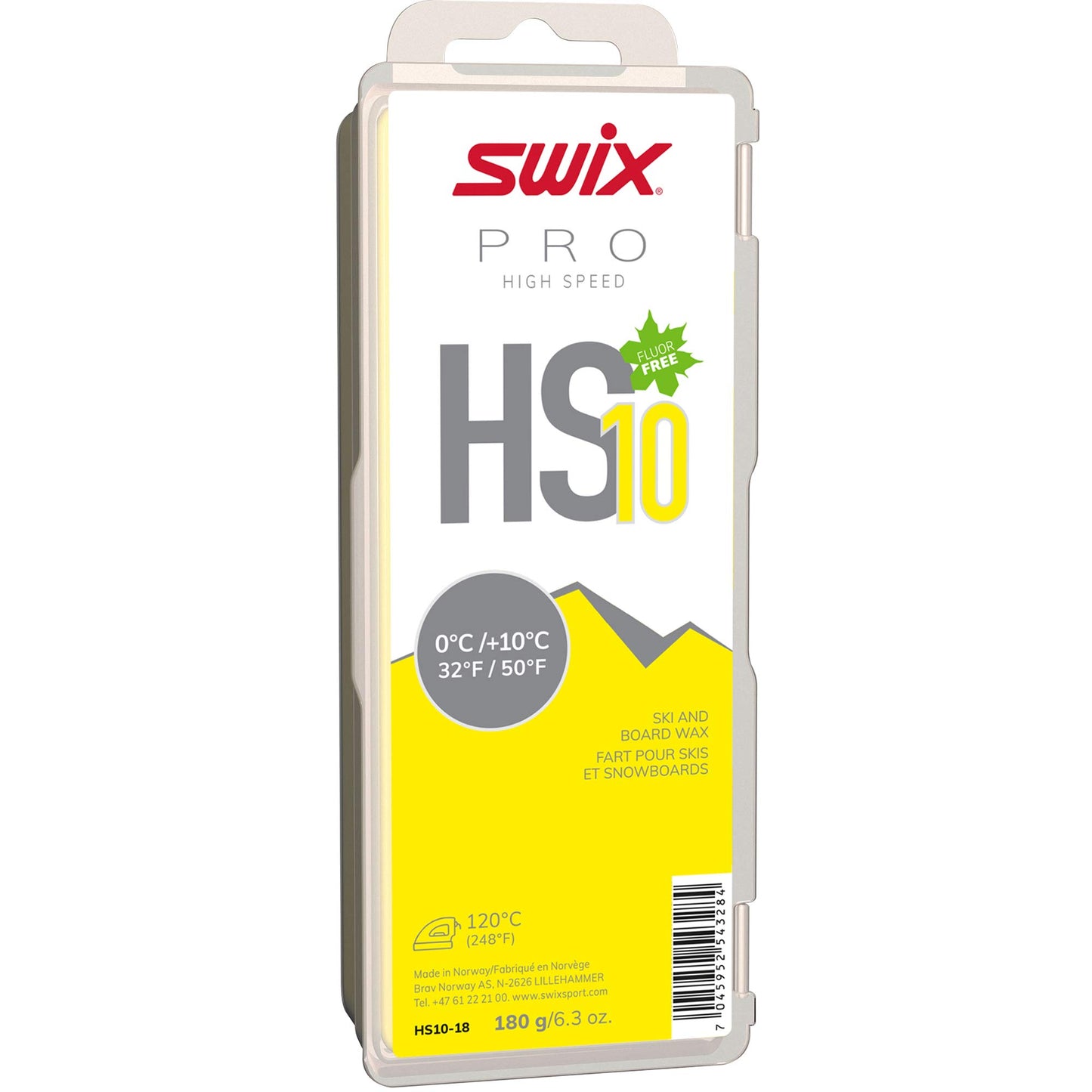 Swix HS10 Yellow High Speed Ski and Snowboard Iron-On Wax for Spring Temperatures, 180g