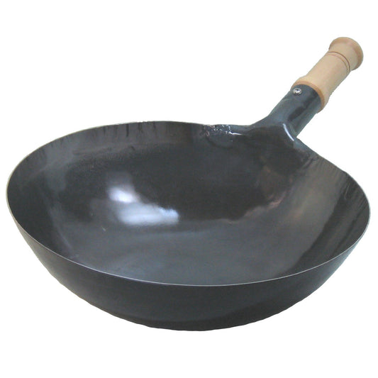山田工業所 Yamada Kogyosho One-Handed Wok, Iron, Handle, Wooden Handle, 13.0 inches (33 cm)