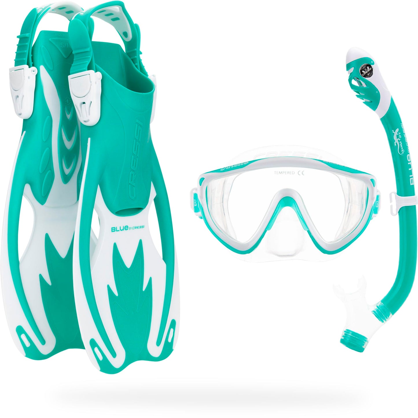 Cressi Tinetto Rocks Dry Set, Aqua Green/White, L/XL
