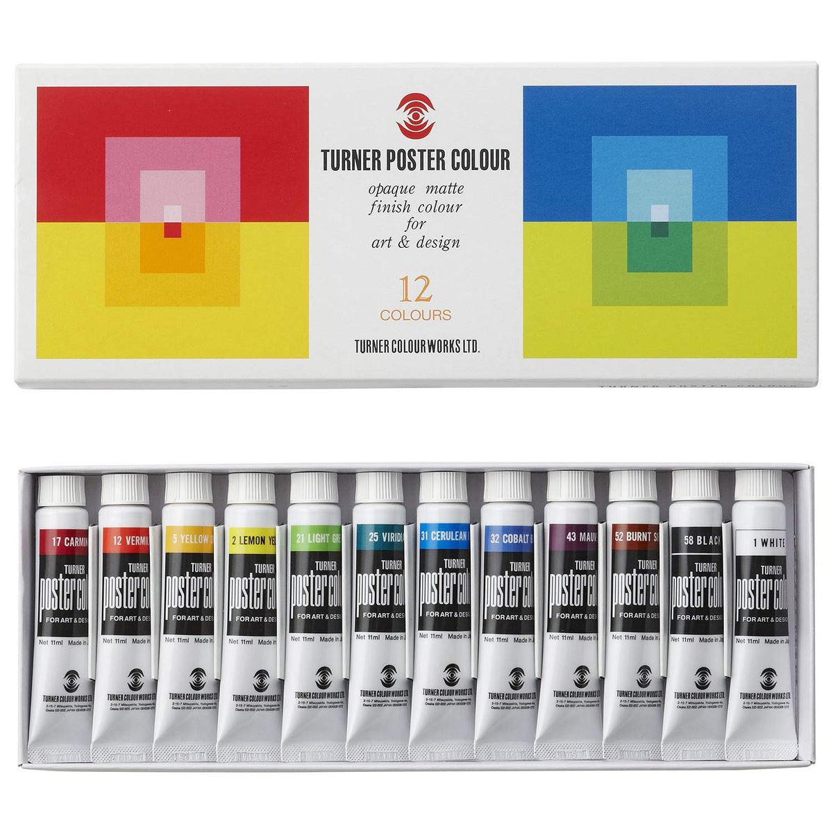 Turner Color Poster Color 12 Color School Set PC12C 0.4 fl oz (11 ml)