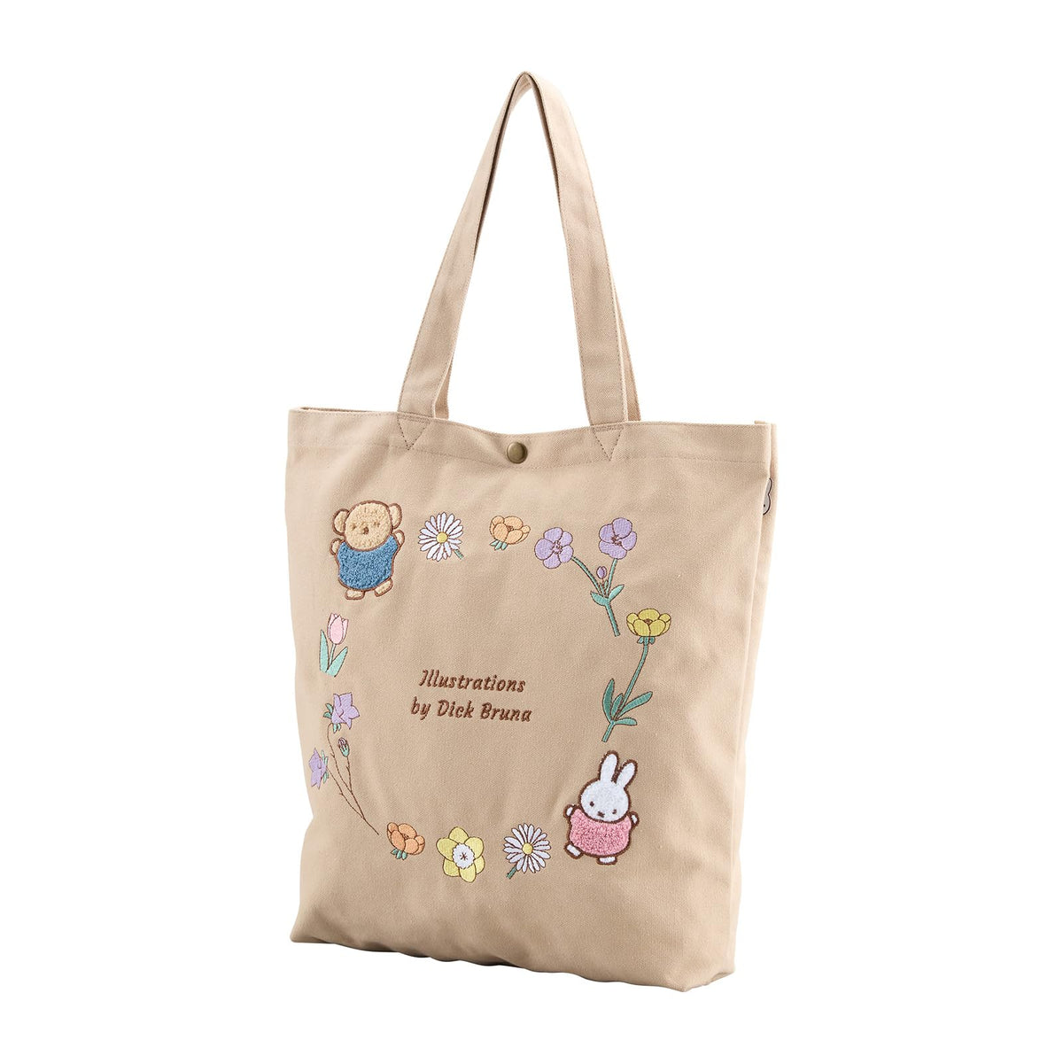 HAPITAS(ハピタス) Miffy HAP6009 Tote Bag, Back Carry Bar Loop Type B279 Embroidered Natural Flower Wreath