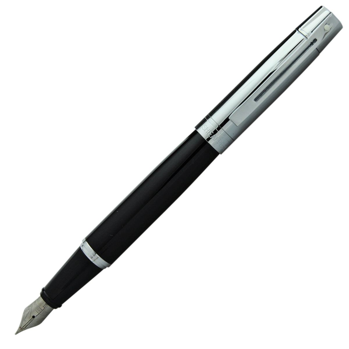 Schaefer 300 Black & Chrome Fountain Pen, F, Fine Point, SGC9314PN-F
