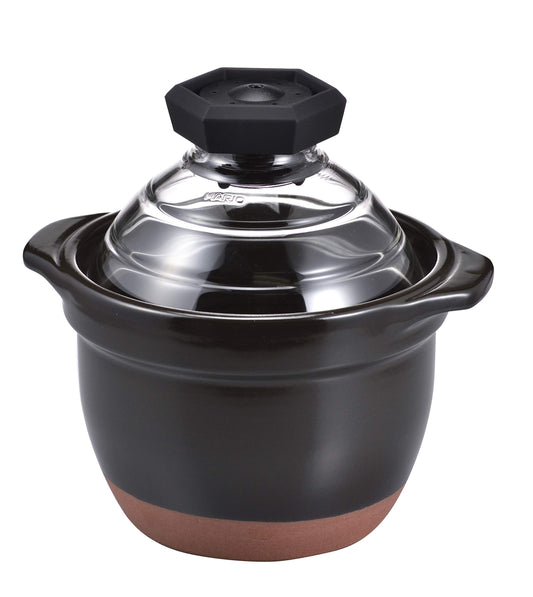 Hario "Gohan Gama" Glass Lid Ceramic Rice Cooker, 2-Cup