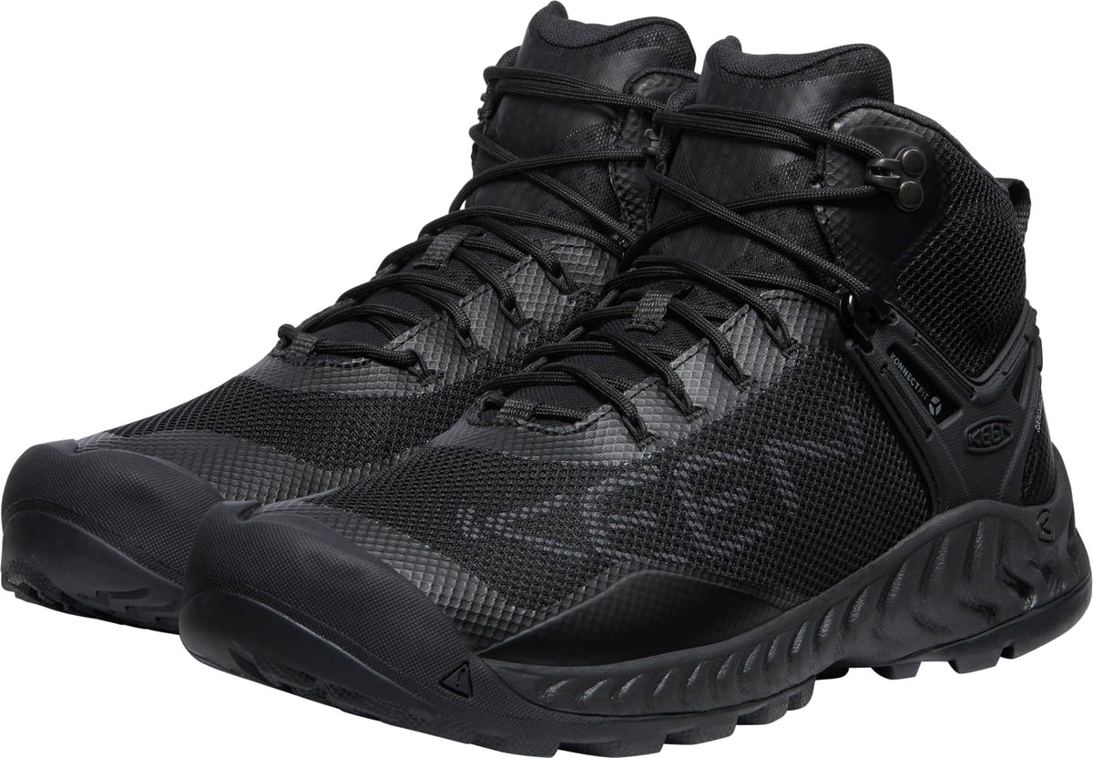 KEEN Men's NXIS Evo Mid Height Waterproof Hiking Boots, Triple Black, 7
