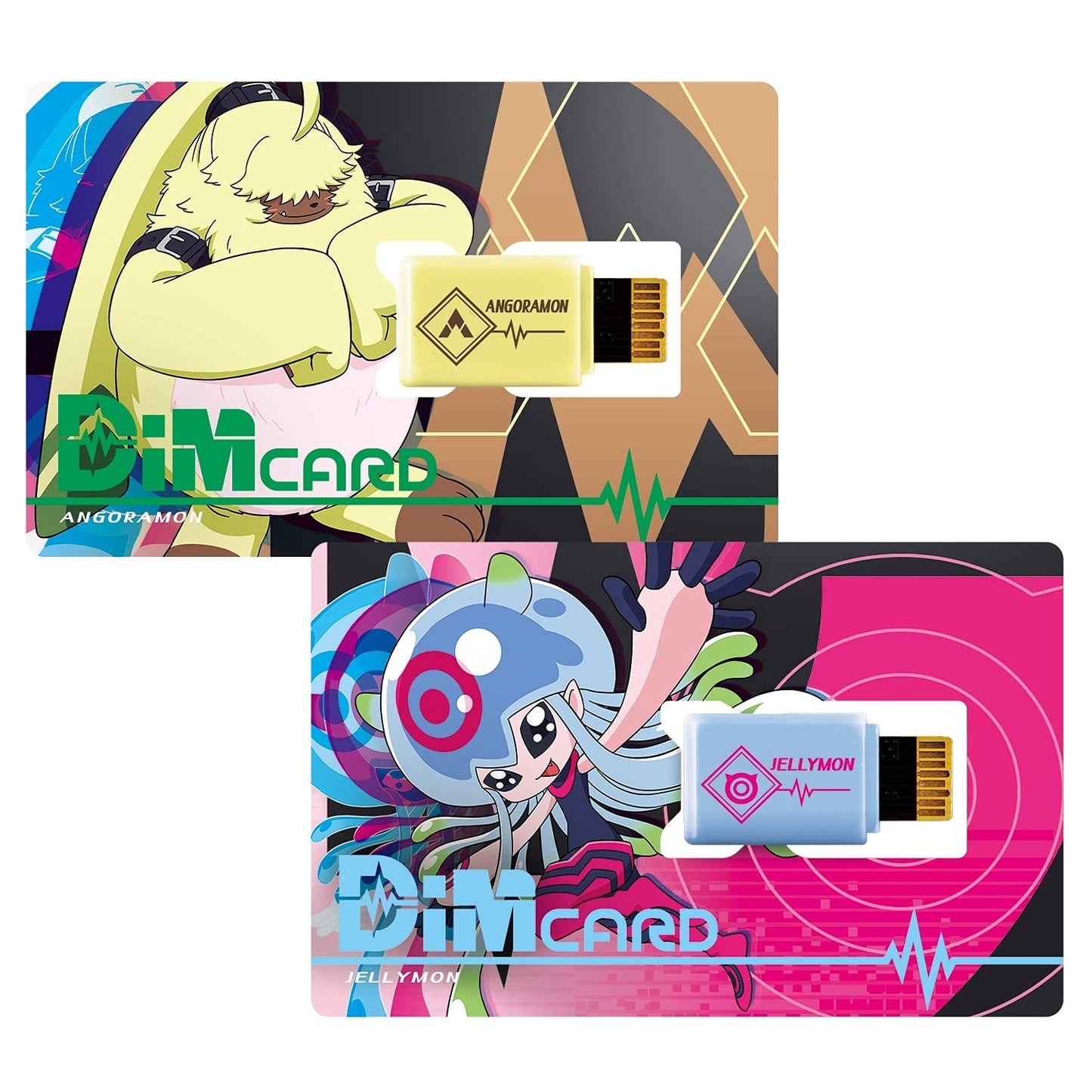 BANDAI Digimon Angoramon Age 8+ and Jellymon DIM Cards | Digimon DIM Card Expansions for The Digimon Vital Bracelet| Raise New Electronic Pets with These Digimon Vital Bracelet Cards