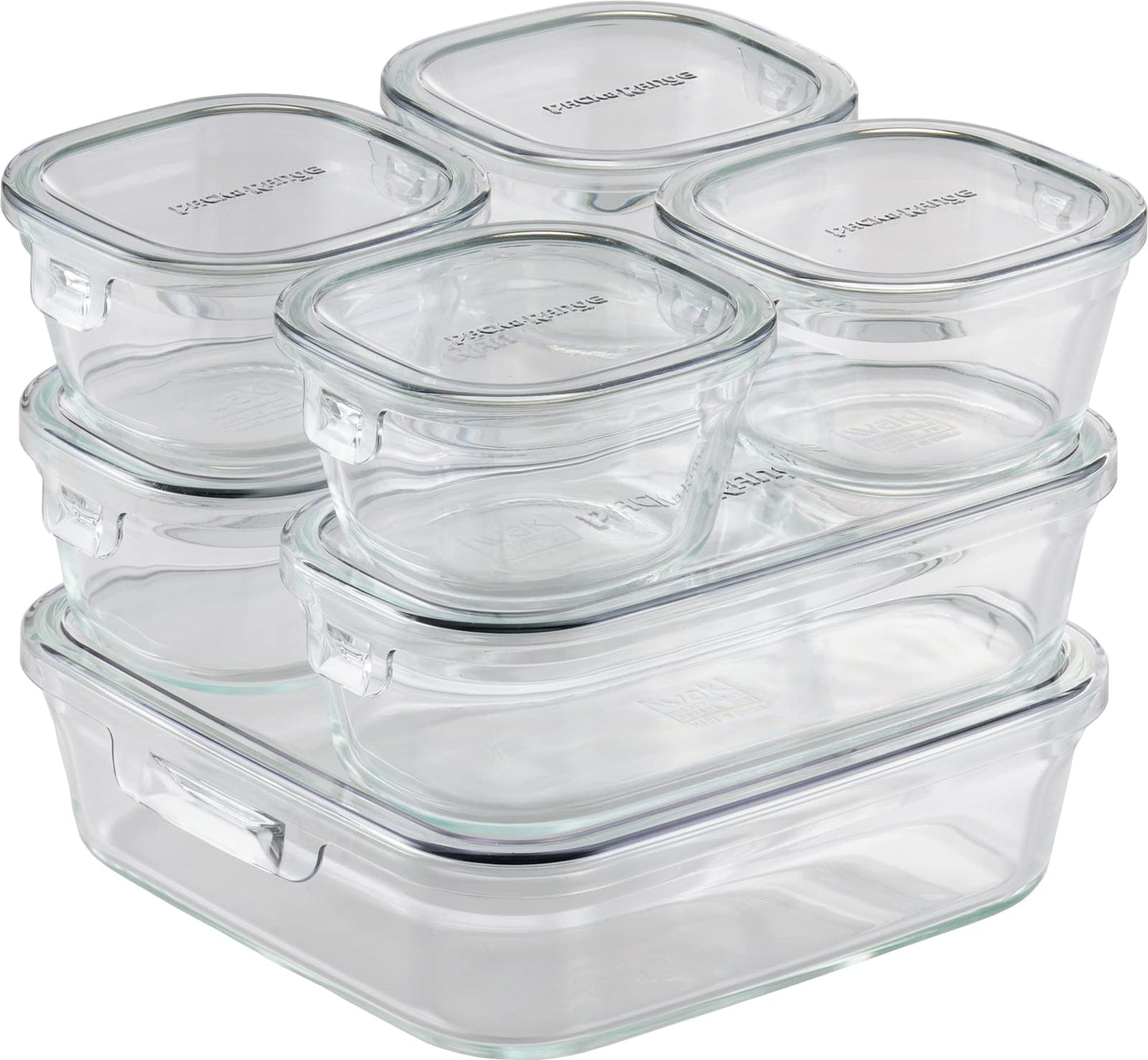 iwaki PC-PRN7GY2 Heat Resistant Glass Storage Container, Cool Gray, System Set, Pack & Range