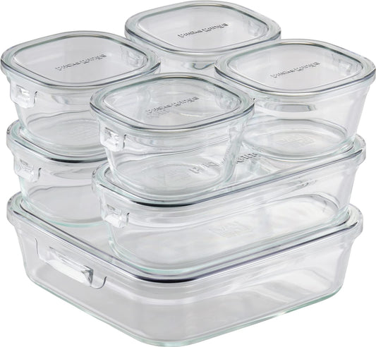 iwaki PC-PRN7GY2 Heat Resistant Glass Storage Container, Cool Gray, System Set, Pack & Range