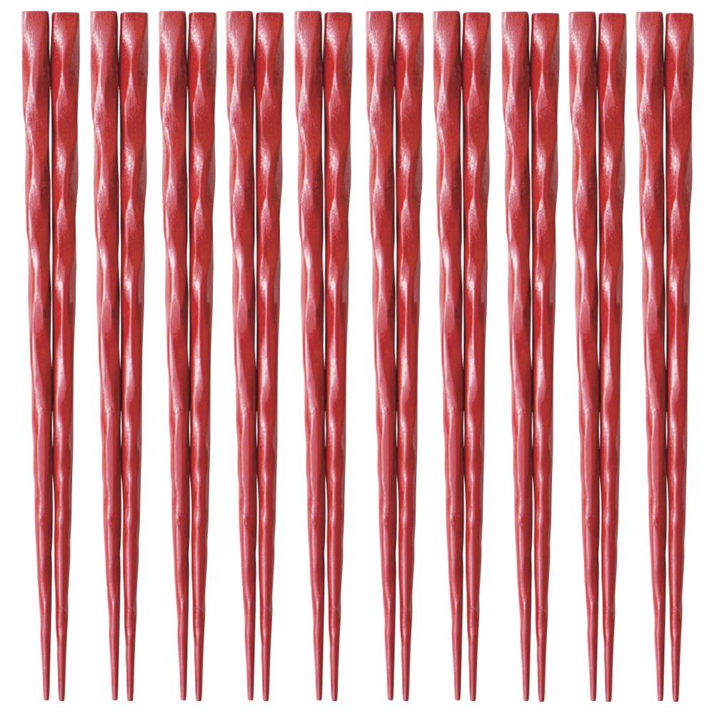 Wakaizumi Lacquerware H-46-60 Commercial Eco Chopsticks (SPS) 9.0 inches (22.7 cm), Rough Sharpened Tip Square Chopsticks, Vermilion Set of 10