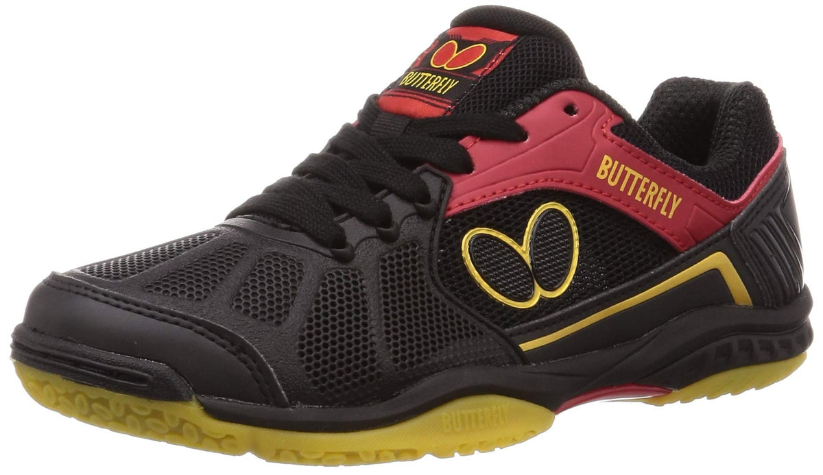 Butterfly Men's Lezoline Rifones Shoes - Table Tennis, Athletic Support, Flexibility, Shock Absorbing Cushion, High Grip for Footwork, Ping Pong Shoe Black