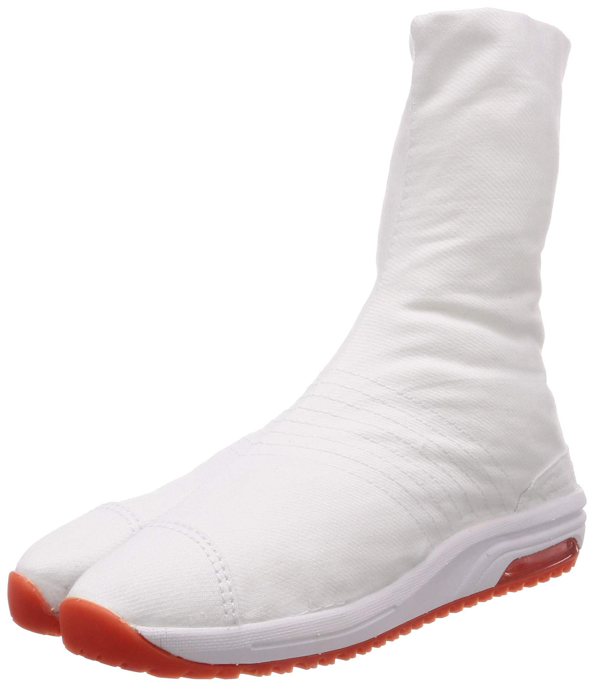 Marugo Japanese Cushioned Tabi Shoes Air Jog V 6 Clasps Toe Boots Short Version (10.5 Wide Women/9 Medium Men, White)