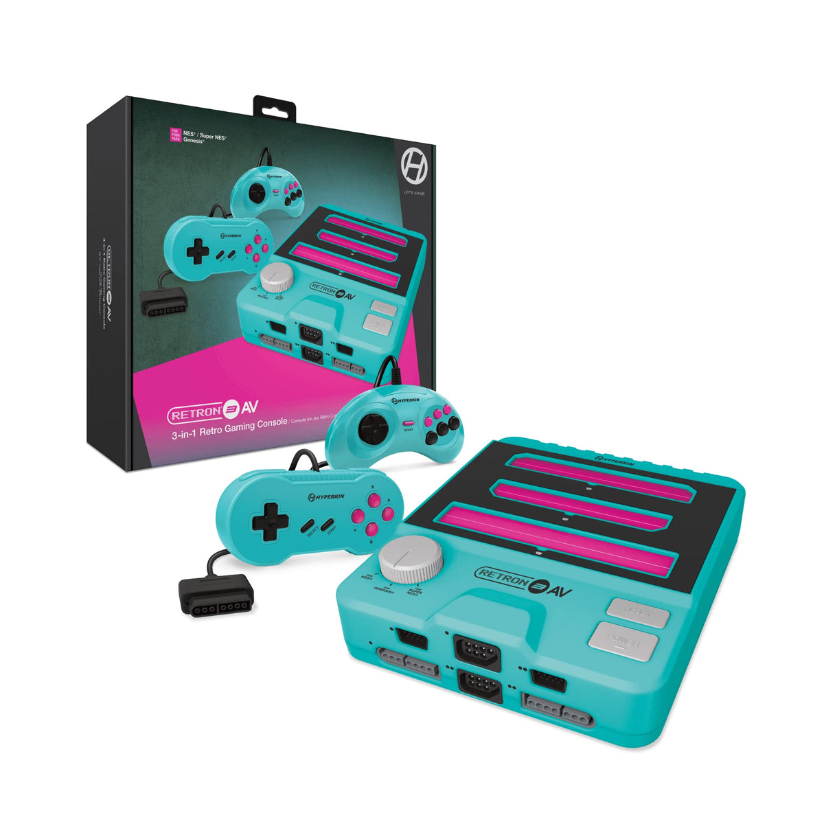 Hyperkin - RetroN 3 (3-in-1) AV Gaming Console Console System with Controllers for Nintendo NES/Super NES (SNES) / Super Famicom/Genesis, (Hyper Beach)