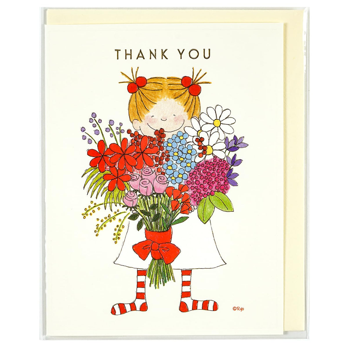 Coco-chan Greeting Life Thank You Card Bouquet RY-1063 White