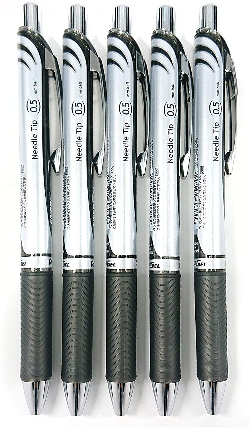 Pentel EnerGel Deluxe RTX Retractable Liquid Gel Pen,0.5mm, Fine Line, Needle Tip, Black Ink-Value set of 5