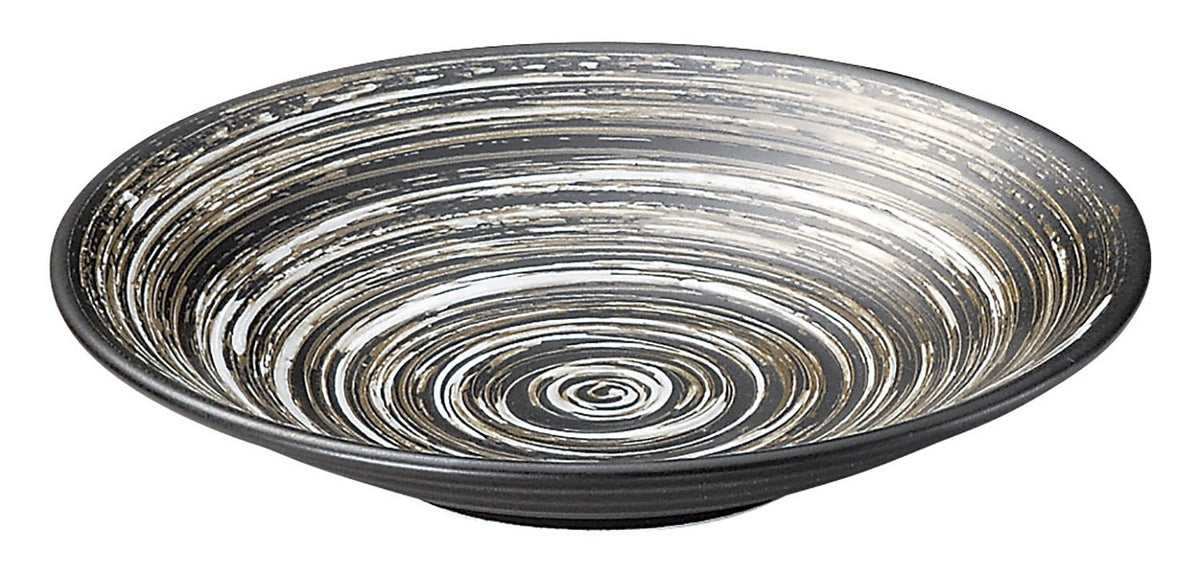 光洋陶器(Koyotoki) Koyo Pottery 53134006 Medium Plate, Black, 6.5 inches (16.5 cm), 2.0 inches (5.0 cm), Ripple Plate, Snow Mai Pattern