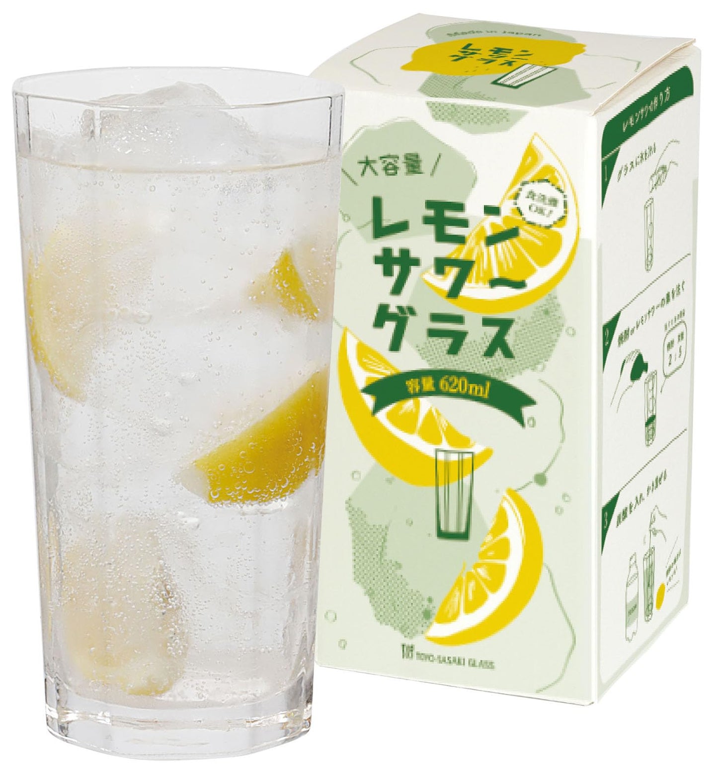 Toyo Sasaki Glass B-00118-JAN-P Tumbler, Lemon Sour Glass, 20.0 fl oz (620 ml), Dishwasher Safe, Made in Japan