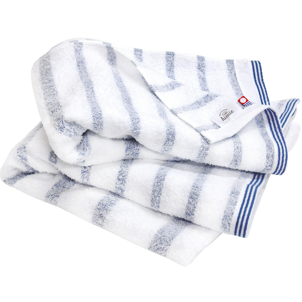 Hiorie Imabari Face Towels, Certified, Mist, Bath Towel, Set of 2, Made in Japan, Transparent Cloth, Border, Imaji Brand