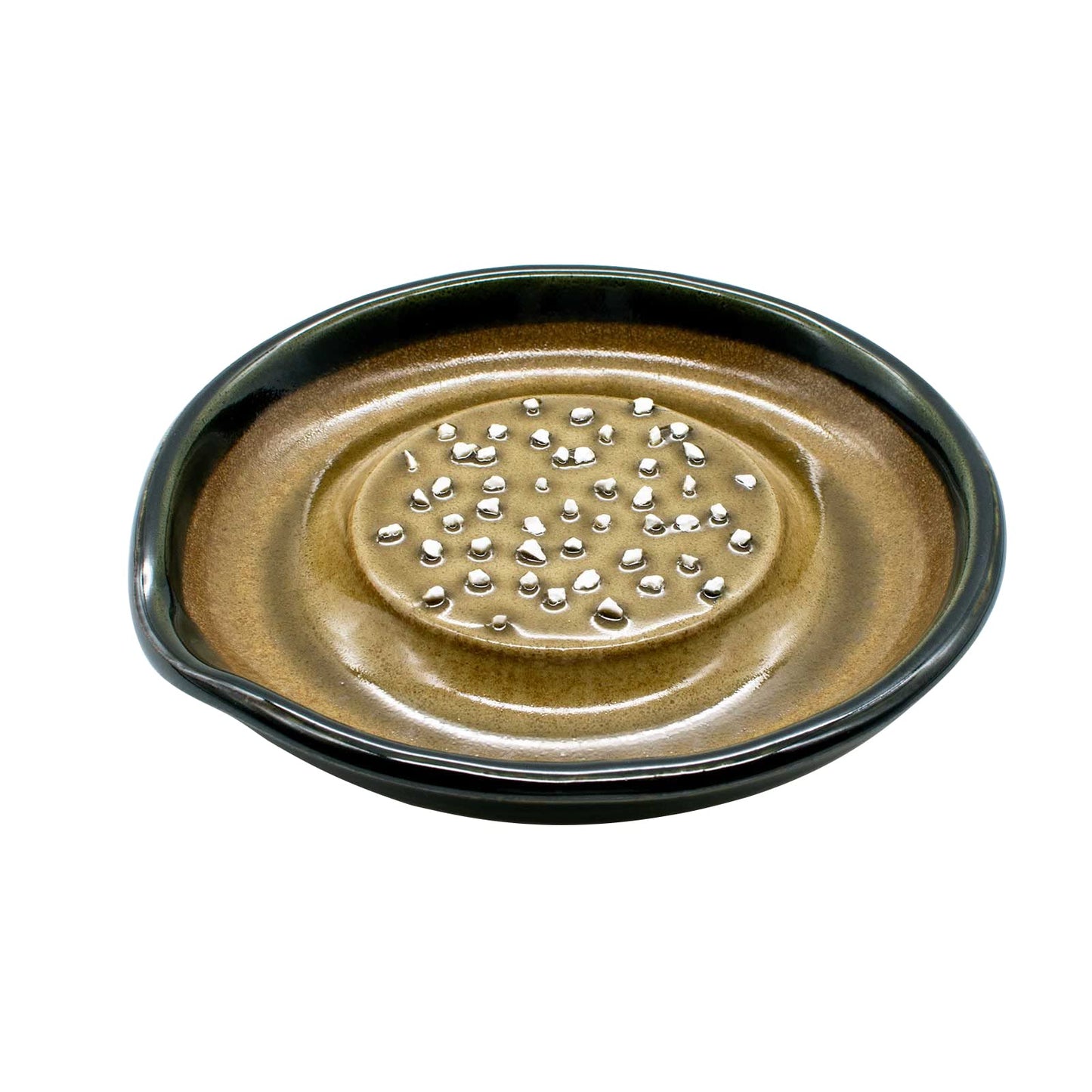 Motoshige Pottery Ishimi Yaki Radish Grater, Dish, Won't Damage Table, Silicone, Bottom (Diameter Approx. 5.9 inches (15 cm), Anti-Slip, Oribe Motoshige, Grater, Made in Japan