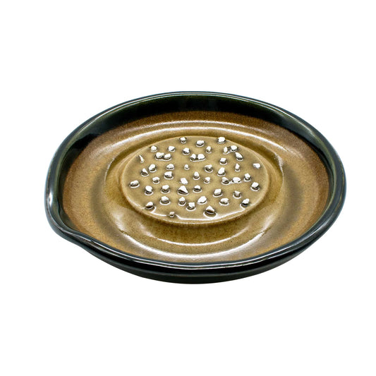 Motoshige Pottery Ishimi Yaki Radish Grater, Dish, Won't Damage Table, Silicone, Bottom (Diameter Approx. 5.9 inches (15 cm), Anti-Slip, Oribe Motoshige, Grater, Made in Japan