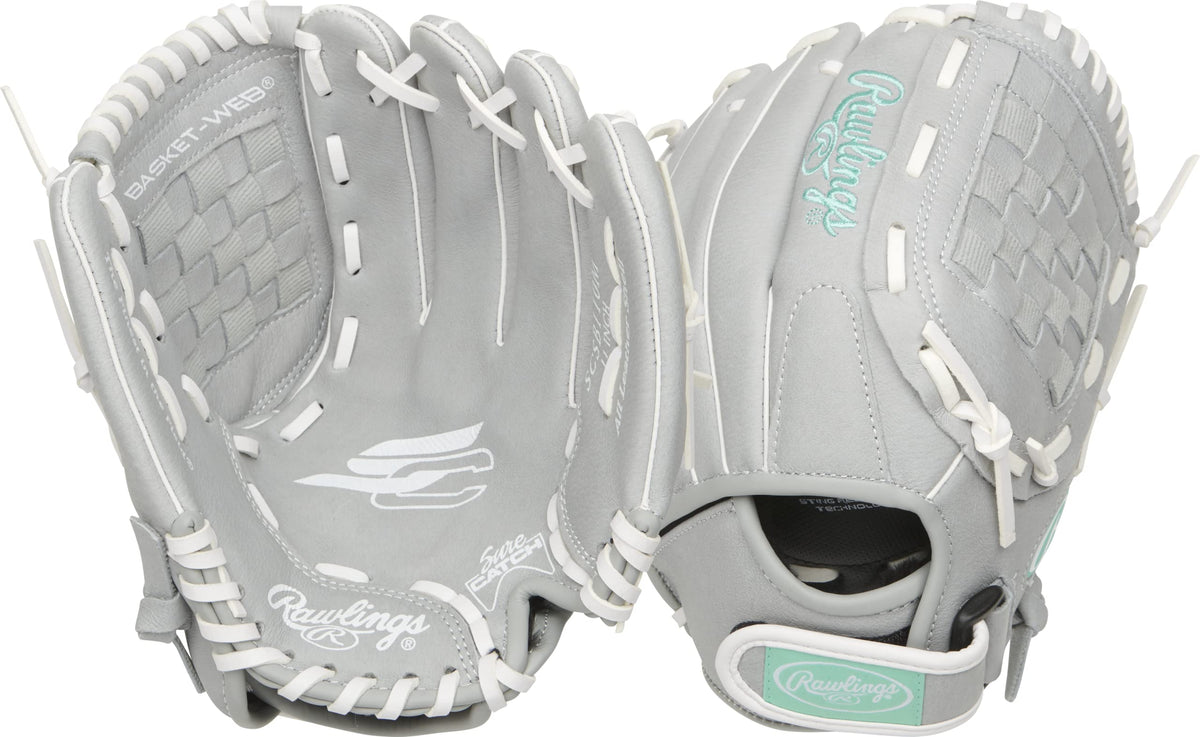 Rawlings | Sure Catch Series Fastpitch Softball Glove | Teal/Grey/White | LHT | 11'