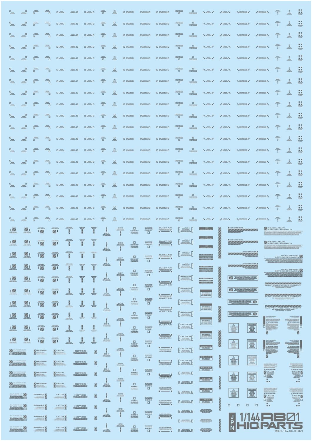 Haikyu Parts 1/144 RB01 Caution Decal Color Gray