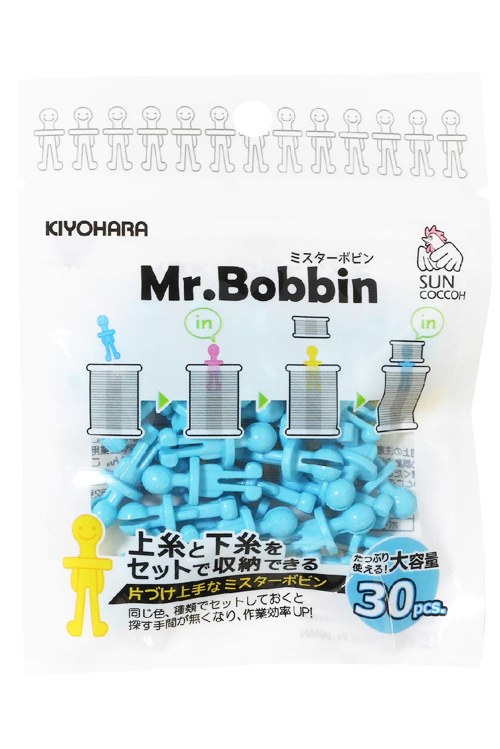 KIYOHARA Suncoccoh SUN60-95 Mr. Bobbin, Large Capacity, Blue, Pack of 30