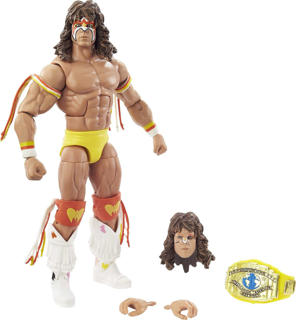 WWE Mattel Ultimate Warrior Royal Rumble Elite Collection Action Figure with Authentic Gear & Accessories, 6-in Posable Collectible Gift for Fans Ages 8 Years Old & Up,Multicolor