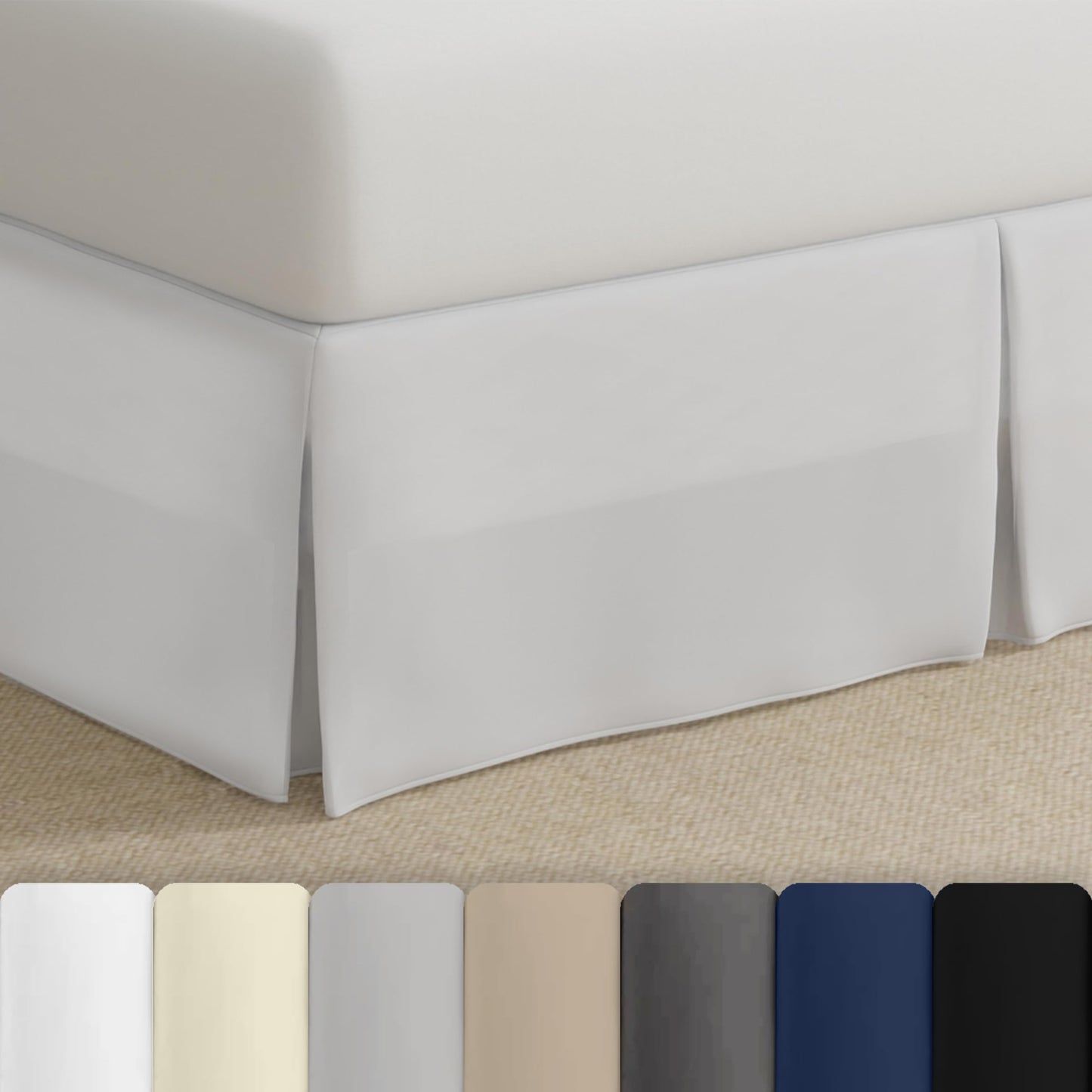 Bed Maker’s Never Lift Your Mattress Bed Skirt, Designed for Box Spring Beds, Split Corners, 14 Inch Drop Length, Queen, White