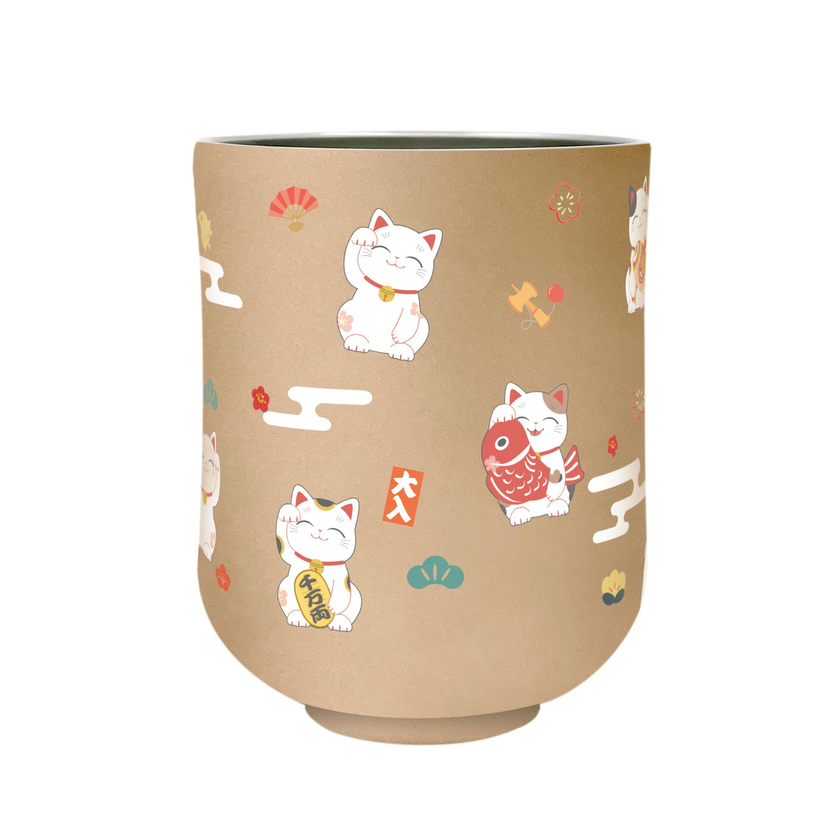和宝堂 Wahodo 841-204 Vacuum Double Layered Yunomi 10.1 fl oz (300 ml) [Maneki Neko] Vacuum Insulated, Hot and Cold Insulated, Office, Japanese Pattern, Inbound Japan Lucky Charm Souvenir