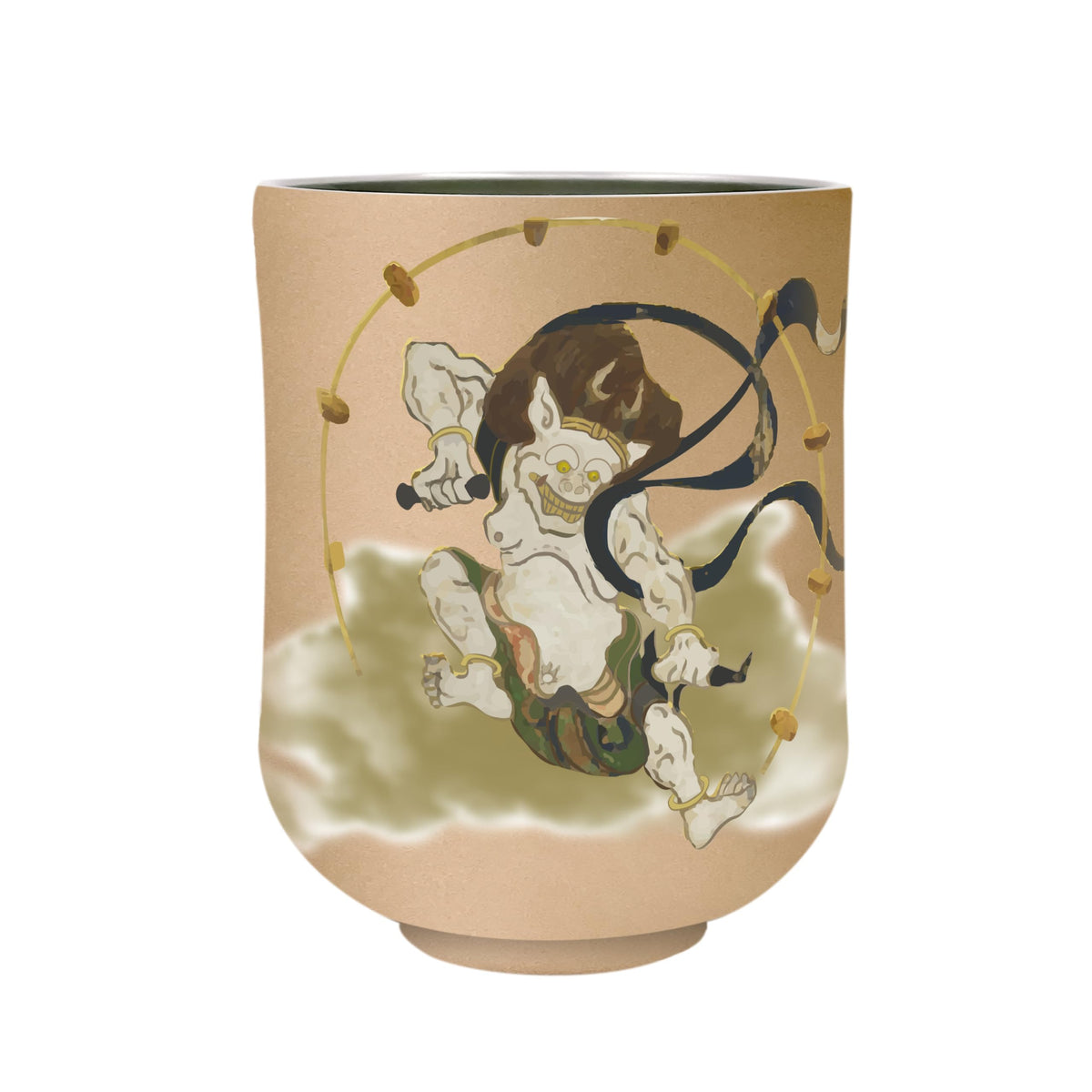 和宝堂 Wahodo 841-203 Vacuum Double Layered Yunomi 10.1 fl oz (300 ml) [Fujin & Thaijin] Vacuum Insulated, Thermal Insulated, Office, Japanese Pattern, Inbound Japanese Painting Souvenir