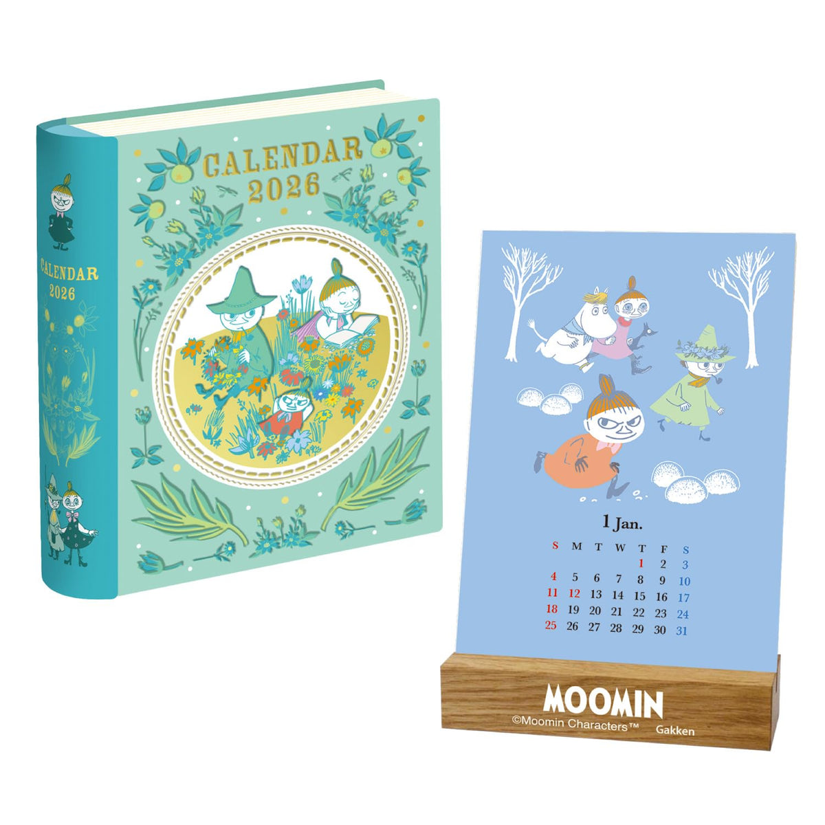 Gakken StaFul M21003 Calendar, Moomin Tabletop, Book Can, Stand Included, Smuffkin 2026, Starts from January 2026