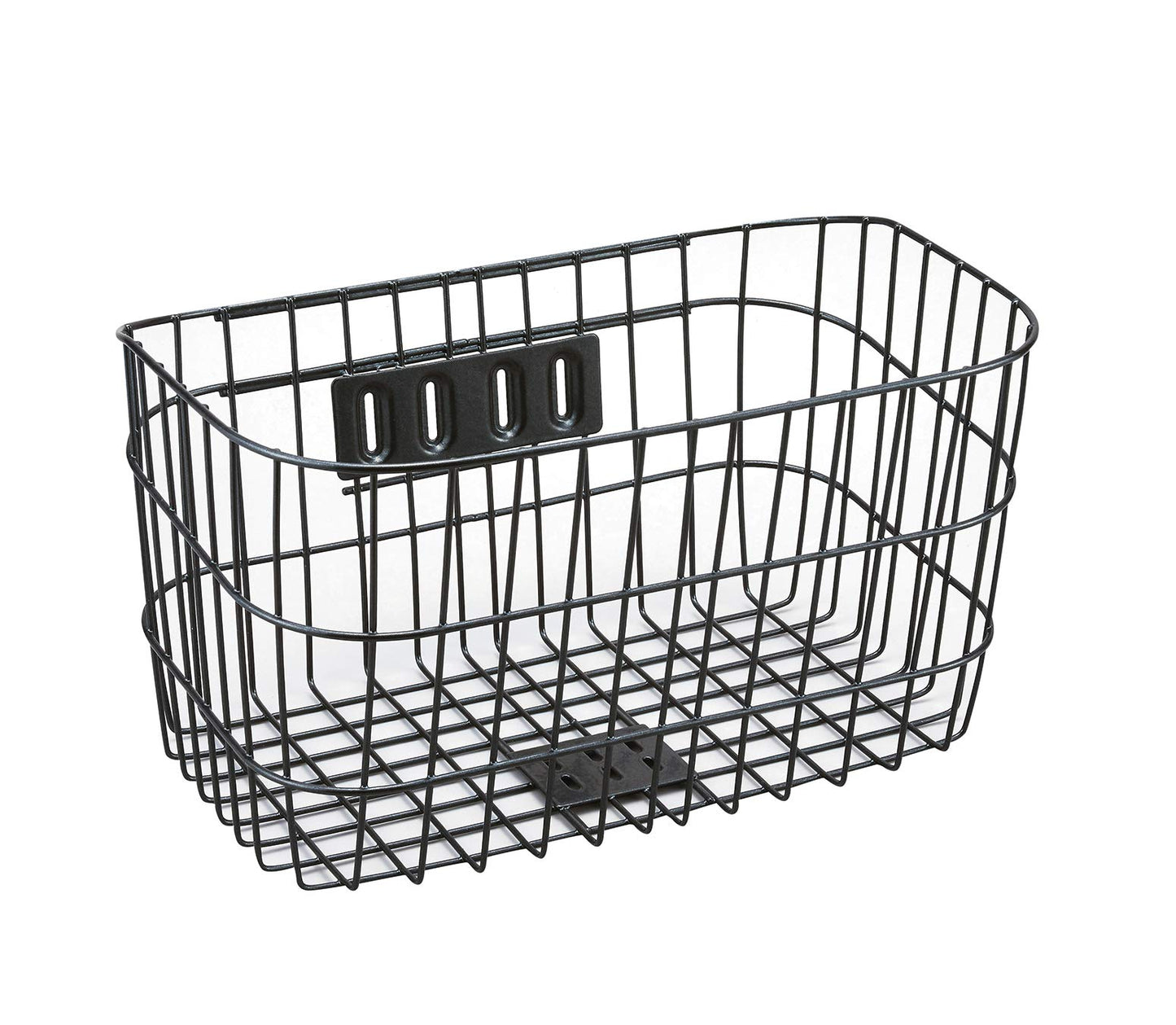Sentan Industry SSK-C430 Bicycle Front Basket with Bottom Rail Wire with Mounting Bracket, Black Metal