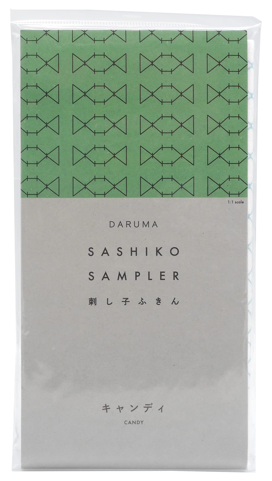 Yokota Daruma Sashiko Cloth - Pre-Printed Sashiko Sampler - White with English Instructions Inside