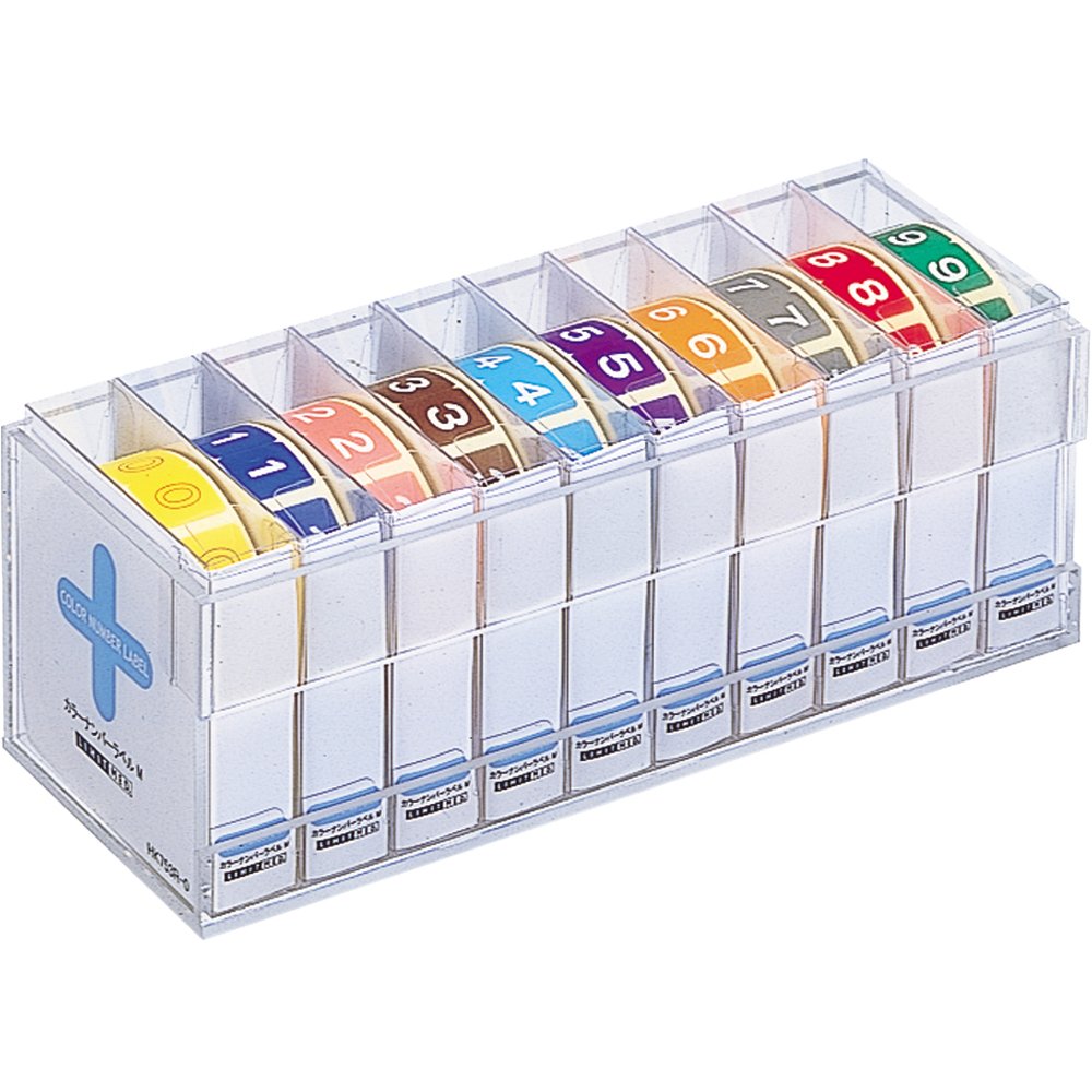 Lihit Lab HK753R-Comic Color Number Labels, M, 10 Boxes