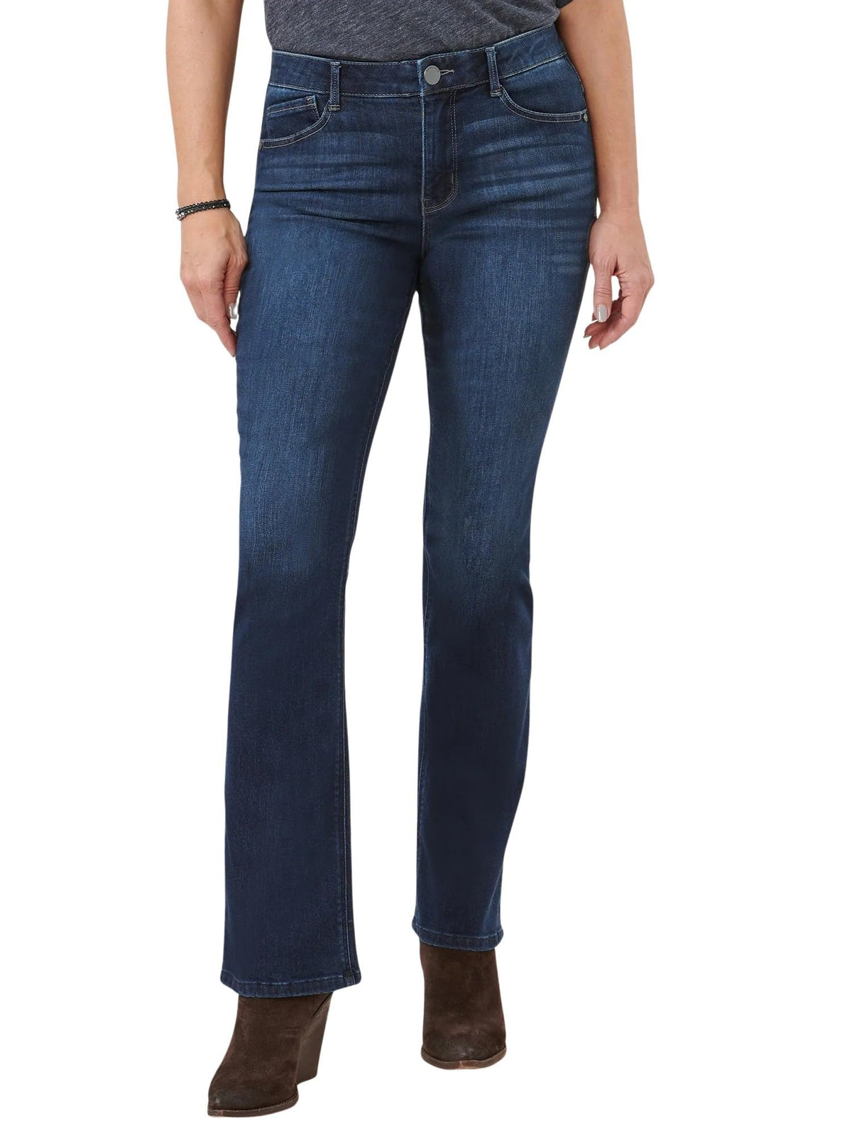 Ab"solution® High Rise Embroidered Indigo Itty Bitty Boot Jean