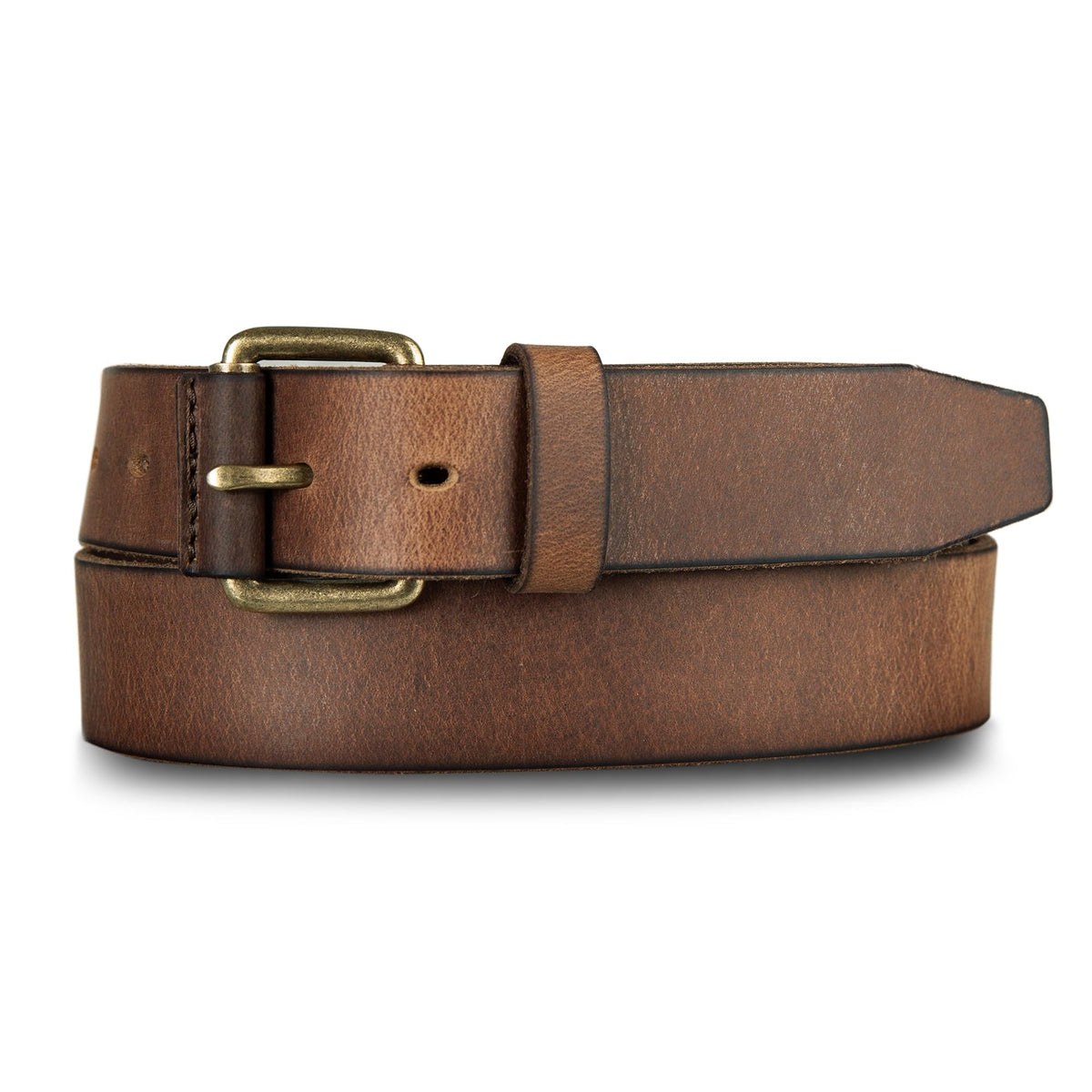 Lucky Brand Men's Jeans Leather Belt | Classic | Casual | Everyday | American Heritage | Genuine Leather | Metal Buckle, Covered Roller - Dark Brown, 32 Inch