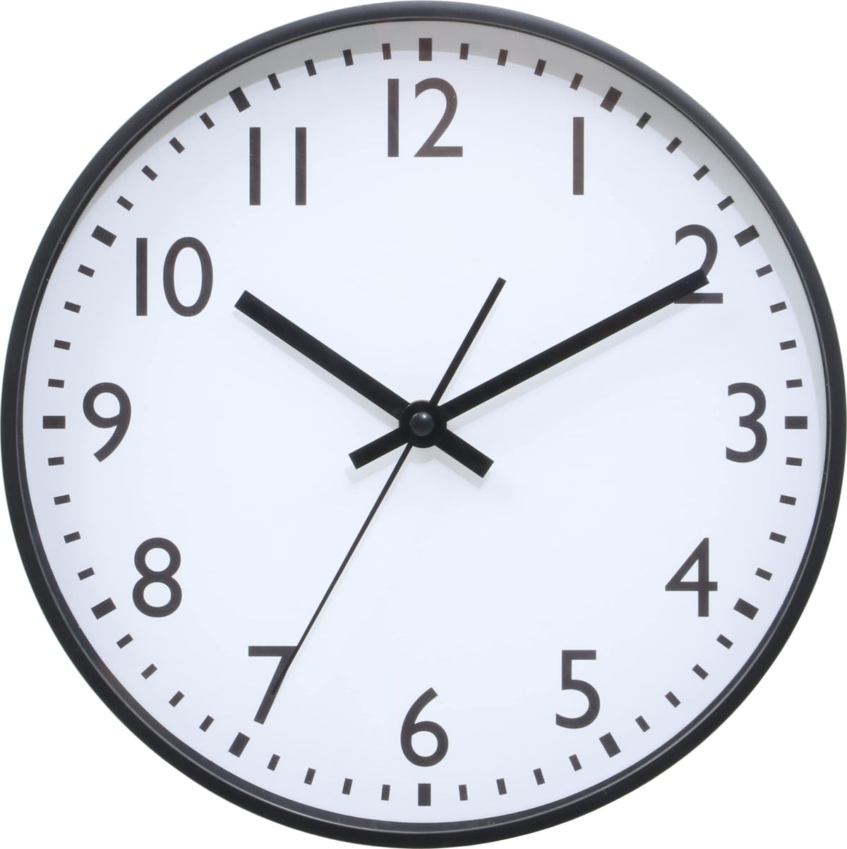 Fuji Boeki 37858 Wall Clock, Width 9.8 x Depth 1.6 x Height 9.8 inches (25 x 4 x 25 cm), Black, Quiet, Continuous Second