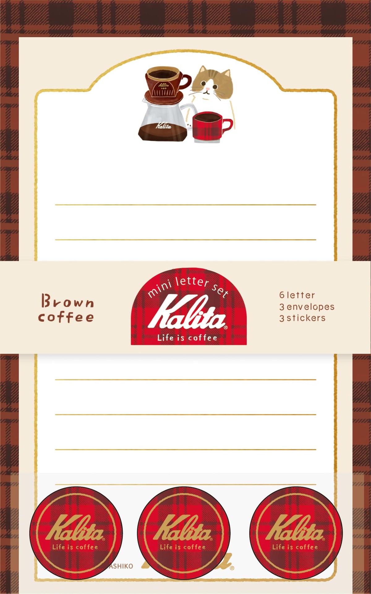 Furukawa Paperwork Letter Set, Foil Stamped Mini Letter Set, Kalita Brown Coffee LT732