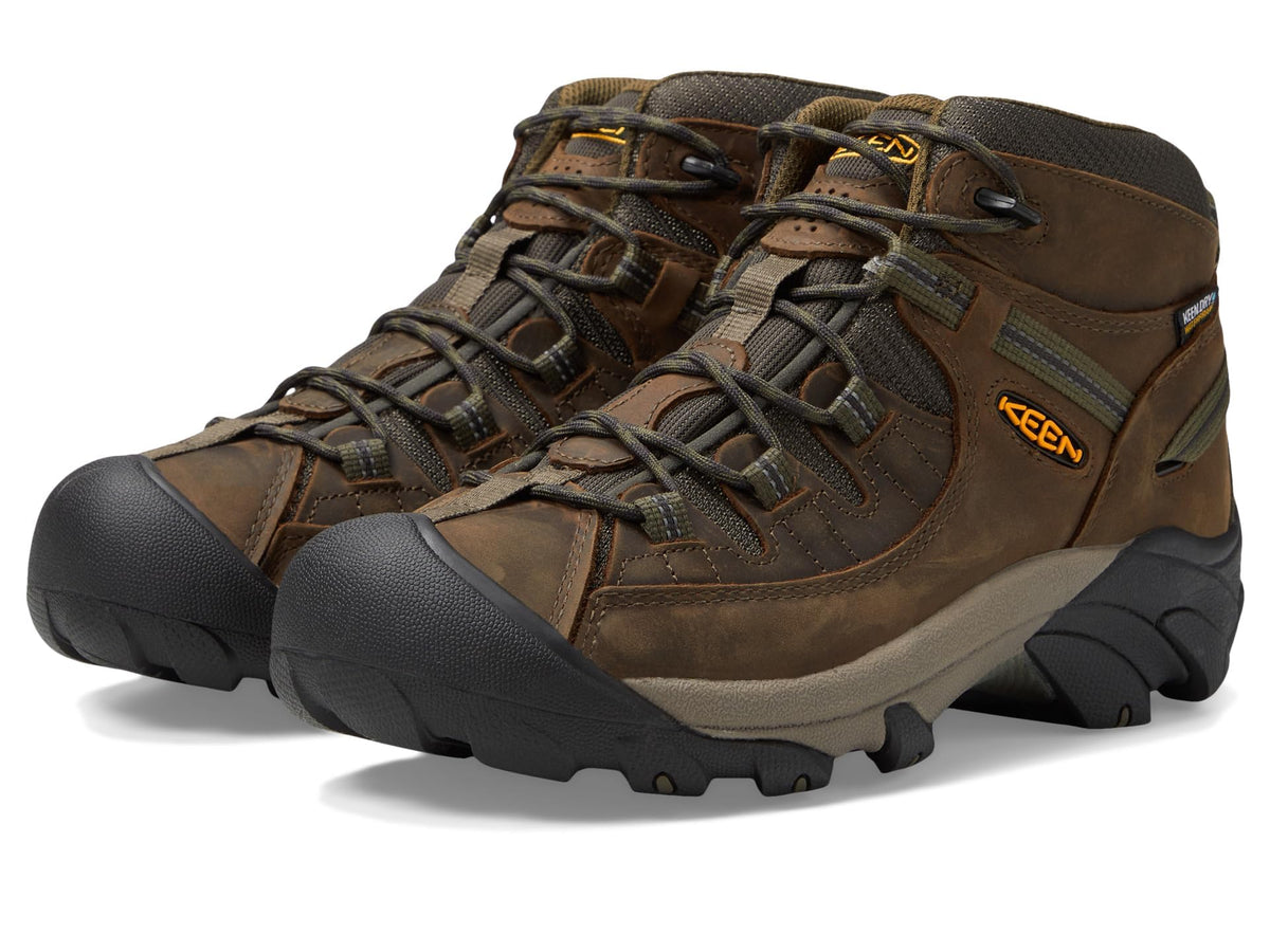 KEEN Men's Targhee 2 Mid Height Waterproof Hiking Boot, Canteen/Dark Olive, 9 D (Medium) US