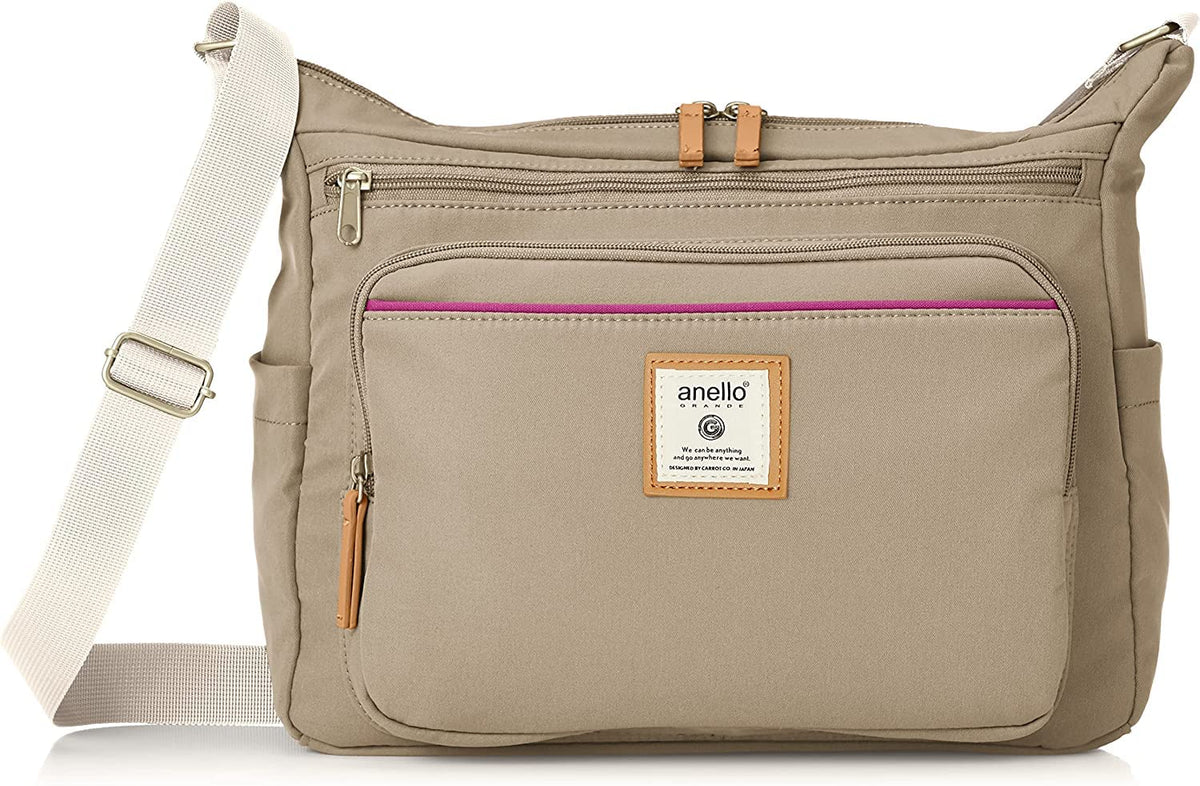 Anero Grande CINNAMON GTM0334Z Shoulder Bag, A4, Multiple Storage, Gray Beige