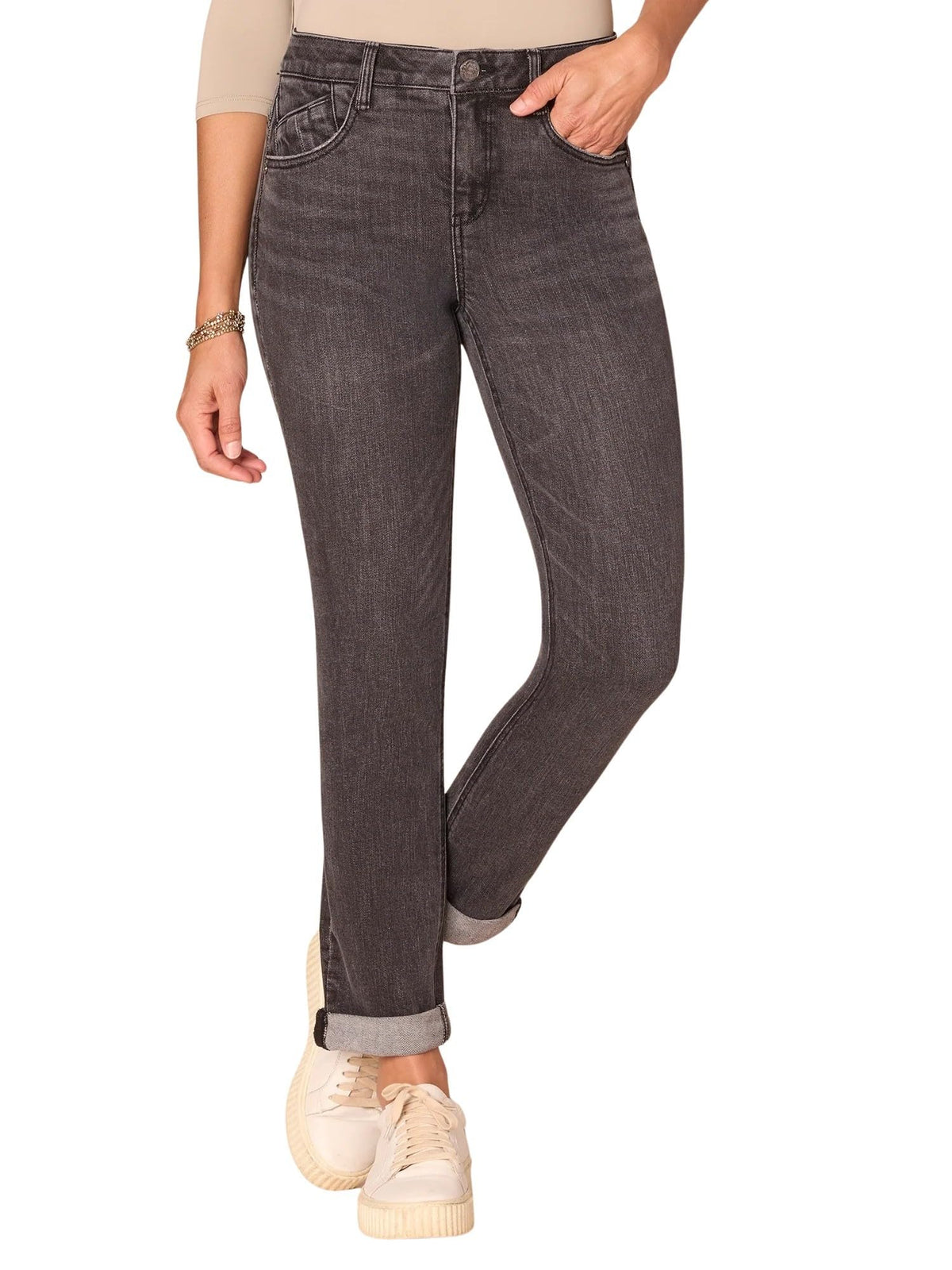 Democracy Women's Ab Solution Girlfriend Jean (Washed Black Artisanal Denim, 16)
