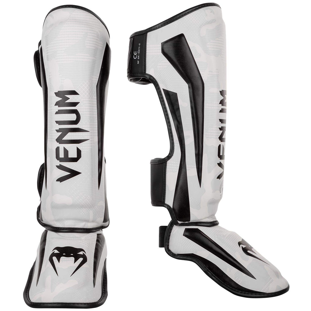 Venum Elite Shin Guards-White/Camo - XL