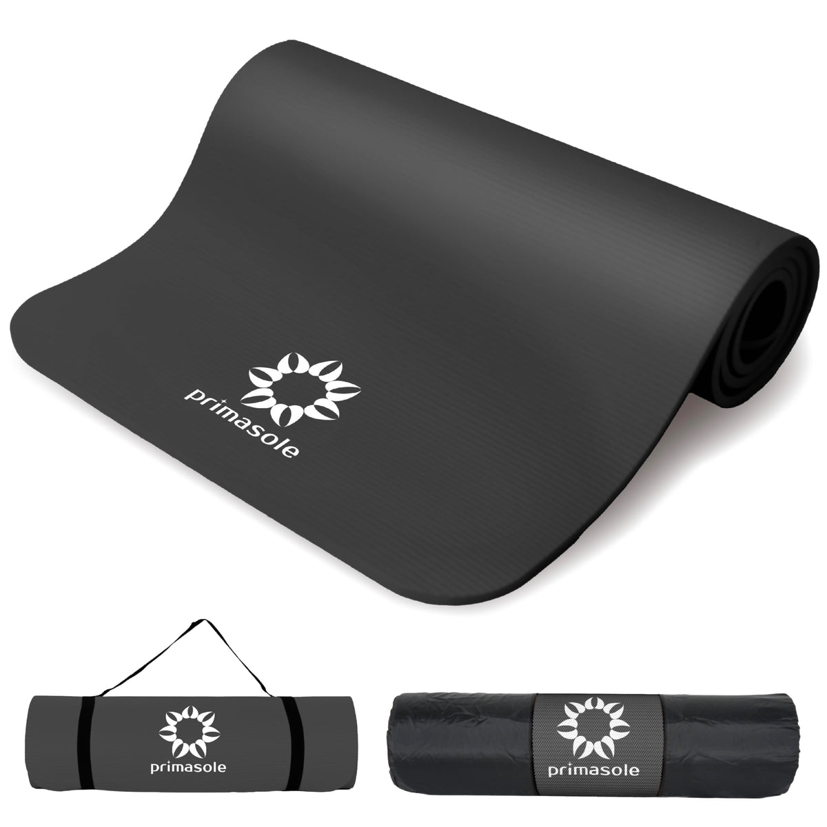 Primasol Yoga Mat, 0.6 inch (15 mm), Thick, Wide, Horizontal Embossing, Strap, Storage Case, Django Green, Training Mat, Muscle Training, Pilates, Carrying Band Included