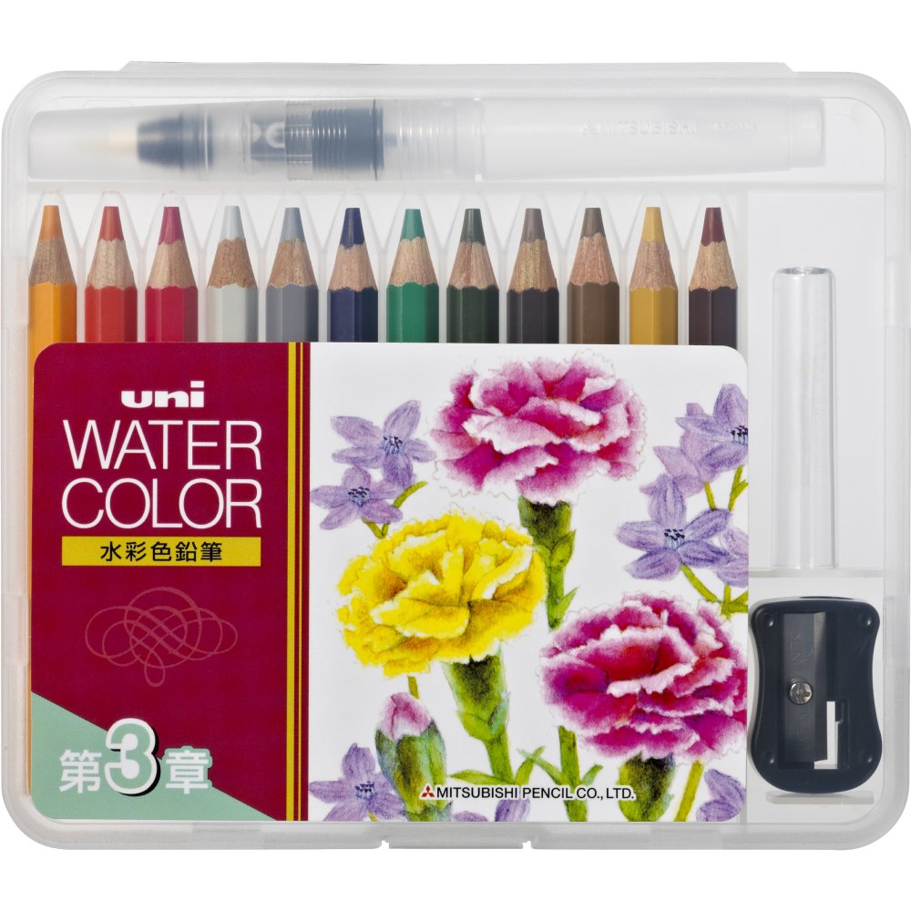 Mitsubishi Pencils UWCNCS12C3 Watercolor Pencils, Uniwater Color Compact, 12 Colors, Chapter 3
