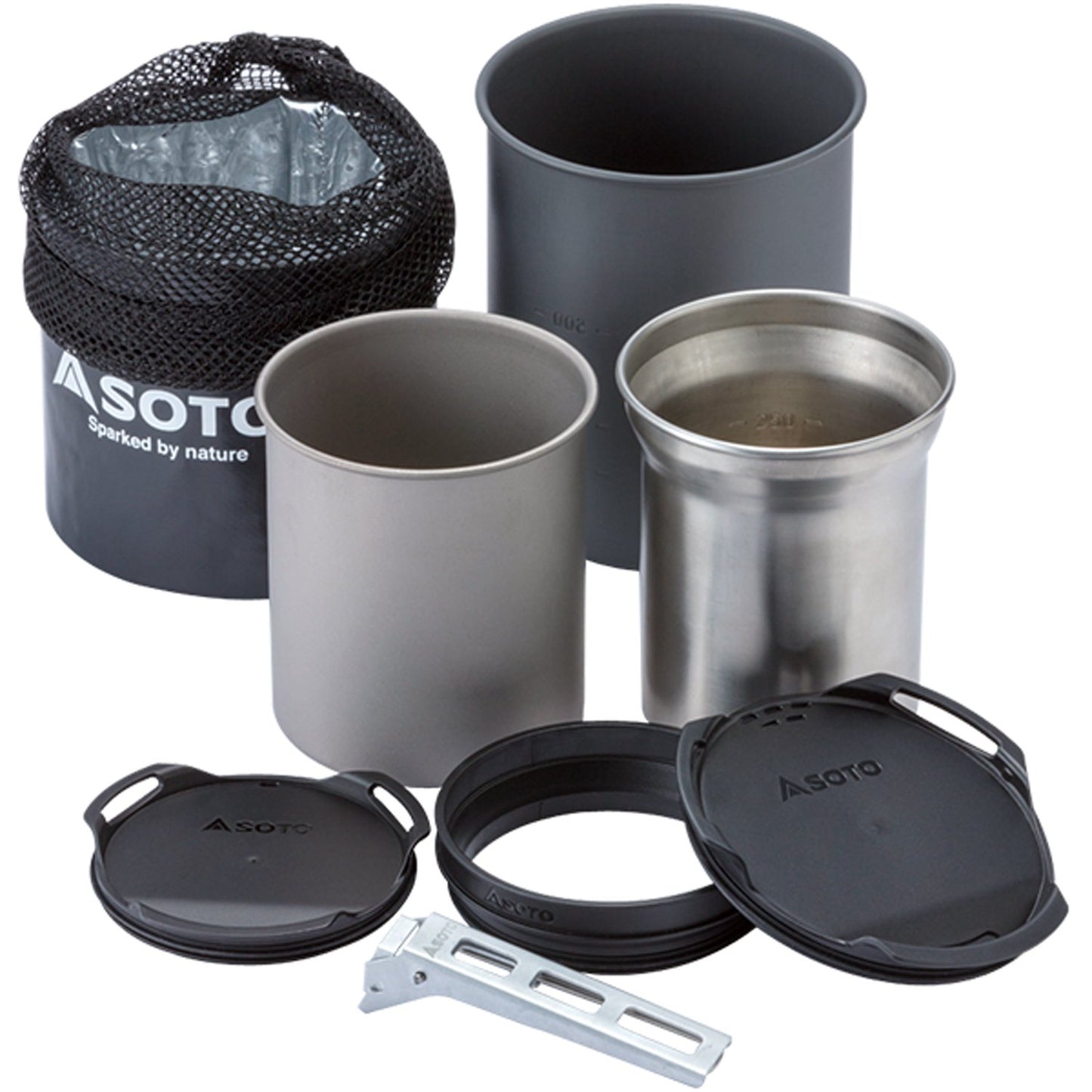 SOTO Thermostack Camping Cooking Set - Multi-Functional Camping Pot Set, Camp Cookware Set for Outdoor Backpacking Camping Hiking Picnic, Included Cozy/Storage Pouch
