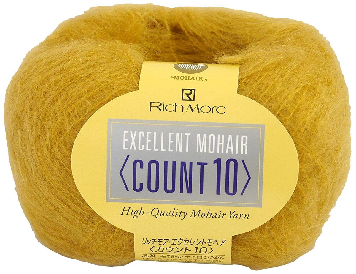 Hamanaka 6289 Richmore Excellent Mohair Count 10 Yarn, Thick, Col.94 Yellow, 0.7 oz (20 g), Approx. 66.8 ft (200 m), Set of 10
