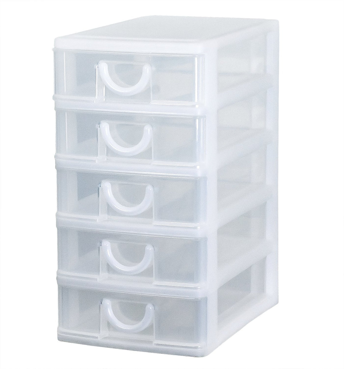 SankoPlastic Elpis Small Storage 5 Tiers, Width 5.3 x Depth 7.6 x Height 10.2 inches (13.5 x 19.2 x 26 cm), White