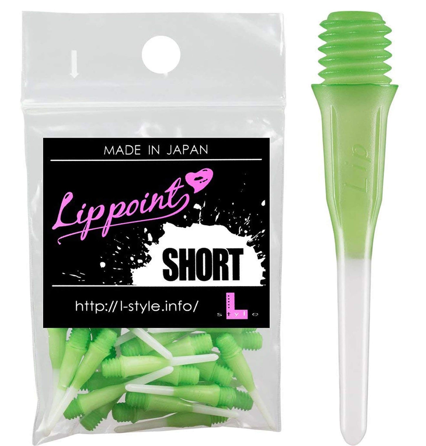 L-style Lippoint Soft Tip Points – Short Length, 2-Tone Green, 60ct