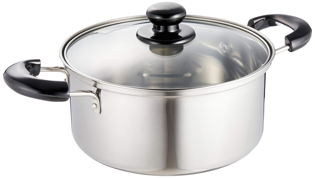 Wahei Freiz Simple and Easy to Use Stainless Steel Two-Handled Pot, 7.9 inches (20 cm), Induction Compatible