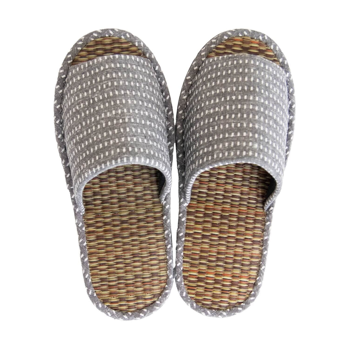 OKA Kurume Woven Slippers, Made in Japan, Size L, Gray